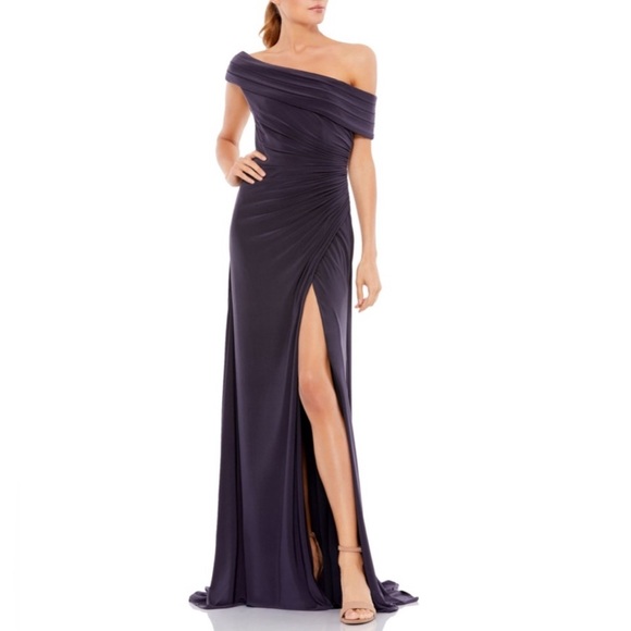 Mac Duggal Dresses & Skirts - Mac Duggal 26517 Charcoal Gray Ruched One-Shoulder Trumpet Gown